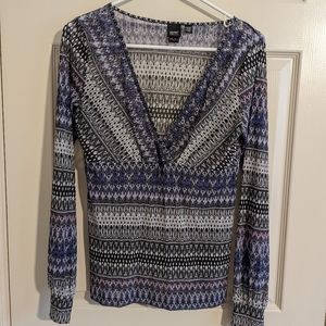 2/$20 Esprit Long Sleeve Patterned Sheer Blouse Size Large